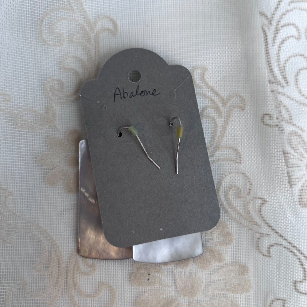 Abalone Shell Rectangular Drop Dangle Earrings Pi… - image 3